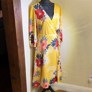 Nordstrom Yellow Floral Long Sleeve Dress